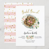 Roze Floral Waffle Bridal Brunch Uitnodiging