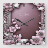 Roze Floral Wall klok (Voorkant)