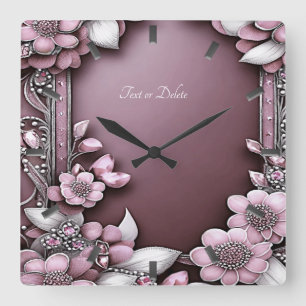 Roze Floral Wall klok