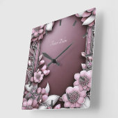 Roze Floral Wall klok (Hoek)