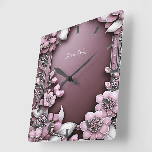Roze Floral Wall klok (Hoek)