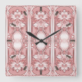 Roze Floral Wall klok (Voorkant)