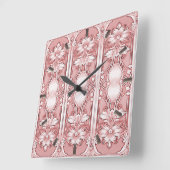 Roze Floral Wall klok (Hoek)