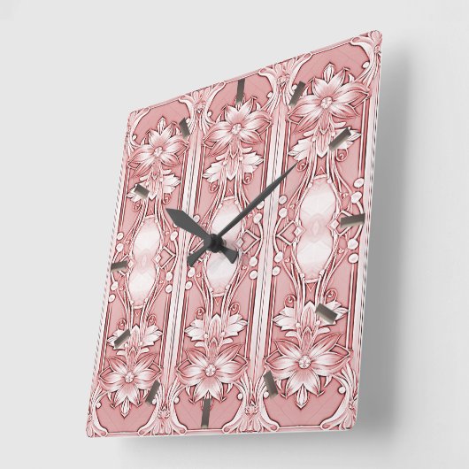 Roze Floral Wall klok (Hoek)