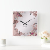 Roze Floral Wall klok (Huis)