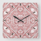 Roze Floral Wall klok (Voorkant)