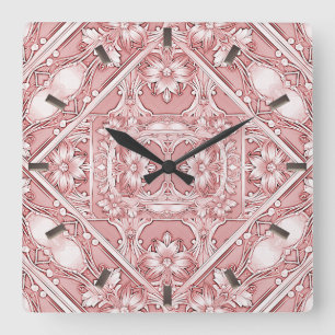 Roze Floral Wall klok