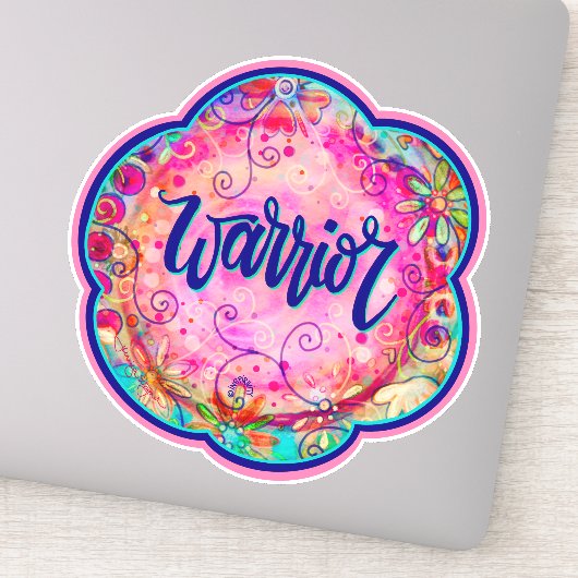 Roze Floral Warrior Inspirivity Sticker (Detail)