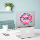 Roze Floral Warrior Inspirivity Sticker (Laptop op bureau)