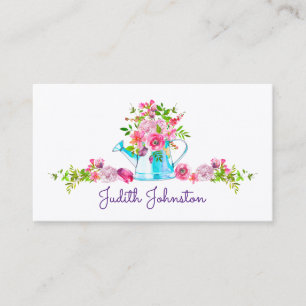 Roze Floral Water Color Lovely Arrangement Visitekaartje
