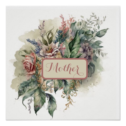  Roze Floral Water, kleur Perfect Poster (Voorkant)