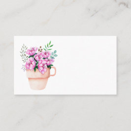 Roze Floral Waterverf Bloedlenteverbinding Plaatskaartje