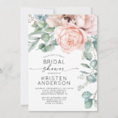 Roze Floral Waterverf Bridal Shower Kaart (Voorkant)
