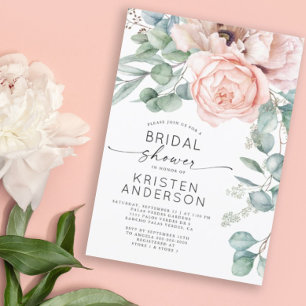 Roze Floral Waterverf Bridal Shower Kaart