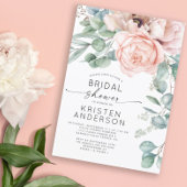 Roze Floral Waterverf Bridal Shower Kaart