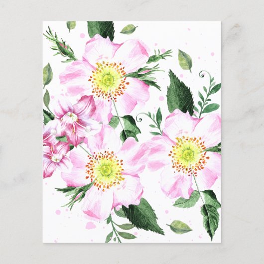 Roze Floral Waterverf Cheap Weddenschap (Achterkant)