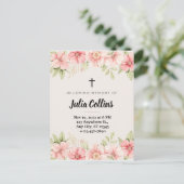 Roze FLoral Waterverf Funeral Card Briefkaart (Staand voorkant)