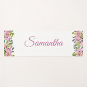  Roze Floral Waterverf Gepersonaliseerde naam Yogamat (Voorkant (horizontaal))