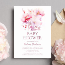 Roze Floral Waterverf Girl Baby shower