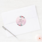 Roze Floral Waterverf Happy Moederdag Ronde Sticker (Envelop)