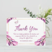 Roze Floral Waterverf Hartelijk dank voor de Kaart (Staand voorkant)