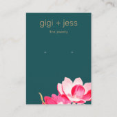 Roze Floral Waterverf Magnolia Earring Display Visitekaartje (Voorkant)