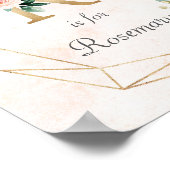 Roze Floral Waterverf Monogram Baby Nursery Poster (Hoek)