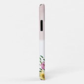 Roze Floral Waterverf Monogram Naam Modern Case-Mate iPhone Case (Achterkant/rechts)