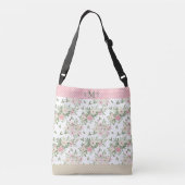 Roze Floral Waterverf Monogram Polkadot Crossbody Tas (Achterkant)