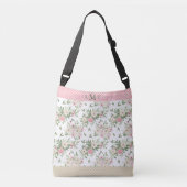 Roze Floral Waterverf Monogram Polkadot Crossbody Tas (Voorkant)