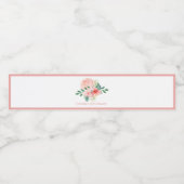 Roze Floral Waterverf Naam Baby Girl Shower Waterfles Etiket (Enkel label)