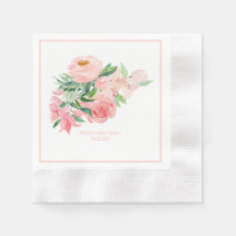 Roze Floral Waterverf Naam Datum Baby Girl Shower