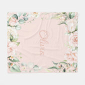 Roze Floral Waterverf Name Baby Girl Fleece Deken (Voorkant (Horizontaal))