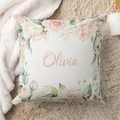 Roze Floral Waterverf Name Baby Girl Kussen (Deken)