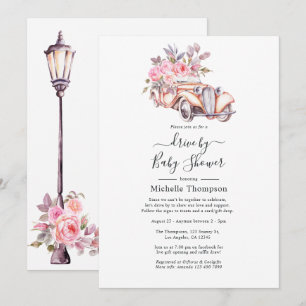 Roze Floral Waterverf Paris themadrive by Shower Kaart