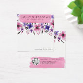 Roze Floral Waterverf penseel Veroorbaar beeldsche Vierkante Visitekaartjes (Bureau)