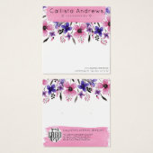 Roze Floral Waterverf penseel Veroorbaar beeldsche Vierkante Visitekaartjes (Voorkant /achterkant)