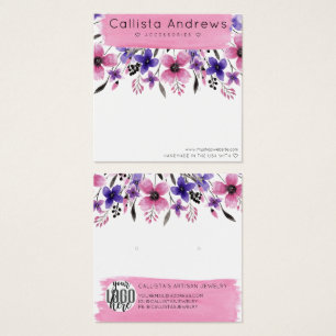 Roze Floral Waterverf penseel Veroorbaar beeldsche Vierkante Visitekaartjes