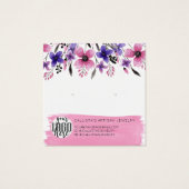 Roze Floral Waterverf penseel Veroorbaar beeldsche Vierkante Visitekaartjes (Achterkant)