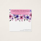 Roze Floral Waterverf penseel Veroorbaar beeldsche Vierkante Visitekaartjes (Voorkant)