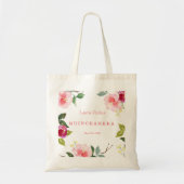 Roze Floral Waterverf Quinceanera Canvas tas (Voorkant)