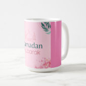 Roze Floral Waterverf Ramadan Mubarak Sticker Koffiemok (Voorkant rechts)