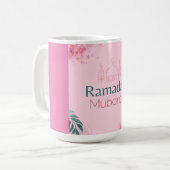 Roze Floral Waterverf Ramadan Mubarak Sticker Koffiemok (Voorkant links)