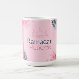 Roze Floral Waterverf Ramadan Mubarak Sticker Koffiemok