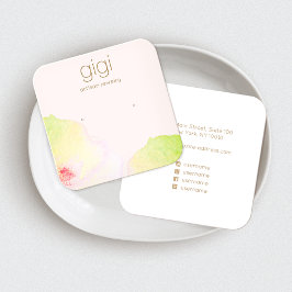 Roze Floral Waterverf Stud Verzamelen Beeldschermh Vierkante Visitekaartje