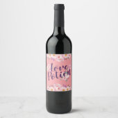 Roze Floral Waterverf Valentijnse Love Potion Wijn Etiket (Voorkant)