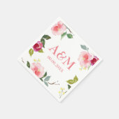  roze Floral Waterverf Wedding Napkin Servet (Hoek)