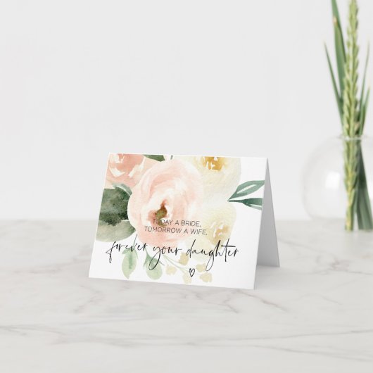 Roze Floral Wedday Card voor ouders van Bride Kaart (Voorkant)