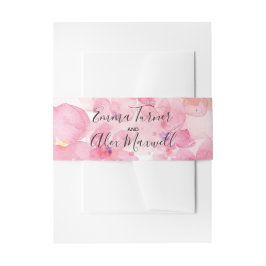 Roze Floral | Weddenschap Belly Band Uitnodigingen Wikkel