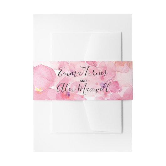 Roze Floral | Weddenschap Belly Band Uitnodigingen Wikkel (Voorkant Voorbeeld)